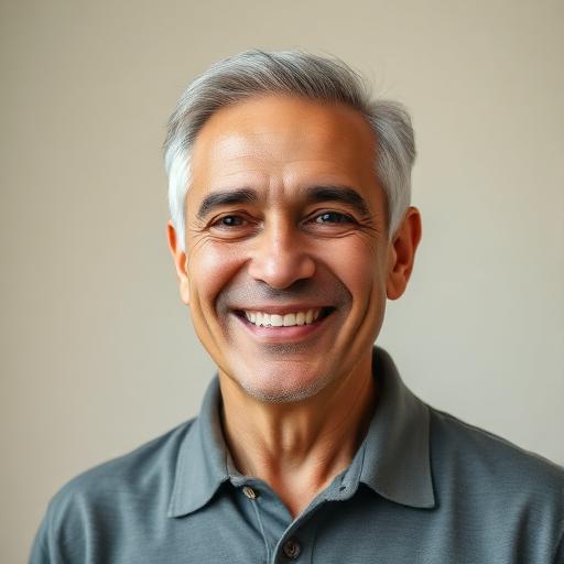 Sam Perkin, 63, smiling with improved gum health